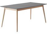 Esstisch HAMMEL FURNITURE "Meza Designtisch mit Auszugsfunktion und 2 Einlegeplatten", schwarz (schwarz, naturfarben), B:165cm H:73,5cm T:90cm, Tischplatte: Schwarzes nanobehandeltes Fenix-Laminat (schwarzer Rand), Gestell: Weiß pigmentiertes Eiche;Mit nanobehandeltem Laminat, einer matten, seidigen Oberfläche, die Fingerabdrücke abweist und langlebig und hygienisch ist;Mit nanobehandeltem Laminat