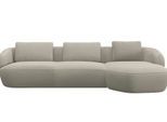 Wohnlandschaft FLEXLUX "Torino, rund, L-Form, Sofa-Ecke mit Recamiere, Longchair-Sofa", beige (natural), B:307cm H:85cm T:146cm, 100% Polyester, Sofas, Wohnlandschaft, Modernes, organisches Sofa-Design, Kaltschaum, Wellenunterfederung