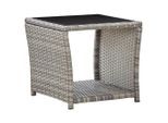 vidaXL Couchtisch Grau 45x45x40 cm Poly Rattan und Glas