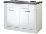 Spülenschrank KOCHSTATION "KS-Trier", weiß (weiß hochglanz, weiß), B:100cm H:85cm T:60cm, Holzwerkstoff, MDF, Schränke, Spülenschrank, Breite 100 cm, inklusive Einbauspüle