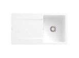 Villeroy und Boch Flächenbündige Spüle 33351FRW mit Ablaufgarnitur und Handbetätigung, Stone White