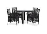 vidaXL 5-tlg. Garten-Essgruppe Poly Rattan Schwarz