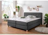 Boxspringbett HOME AFFAIRE "Fargo", grau (anthrazit), B:173cm L:227cm, Struktur fein (100% Polyester);Samtstoff (100% Polyester), Komplettbetten, Boxspringbett, in Überlänge 220 cm, mit Topper, 3 Ausführungen, 4, Breiten