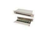 LogiLink Cat.6 Patch Panel 12 ports shielded 10 inch rack mount light grey