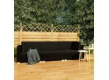 vidaXL 3-tlg. Garten-Sofagarnitur mit Auflagen Poly Rattan Schwarz