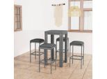 vidaXL 5-tlg. Gartenbar-Set mit Kissen Poly Rattan Grau