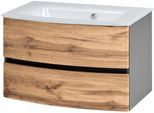Waschtisch WELLTIME "Kaunas", grau (wotaneiche, grafitgrau, grafitgrau), B:80cm H:56cm T:47cm, Waschtische, Breite 80 cm, mit Soft-Close Funktion