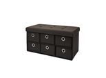 Faltbare Sitzbank 76x38x38cm mit 6 Schubladen Sitztruhe 80L Polsterbank Ottomane Leinen Dunkelbraun