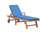 vidaXL Sonnenliege mit Auflage Massivholz Teak Blau