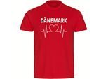 multifanshop Herren T-Shirt - Dänemark - Herzschlag - Druck weiß - Männer