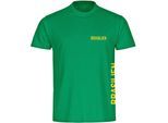 multifanshop Kinder T-Shirt - Brasilien - Brust & Seite - Druck gelb - Kind