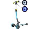 Best Sporting 3-Rad Kinder Scooter Space mit LED Lampe + LED Rädern, türkis-weiß