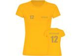 multifanshop Damen T-Shirt - Deutschland - Trikot Nummer 12 Gold - Druck gold metallic - Frauen