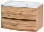 Waschtisch WELLTIME "Kaunas", braun (wotaneiche, wotaneiche), B:80cm H:56cm T:47cm, Waschtische, Breite 80 cm, mit Soft-Close Funktion
