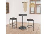 vidaXL 3-tlg. Gartenbar-Set mit Kissen Poly Rattan Grau
