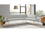 Eckbank EXXPO - SOFA FASHION "Lungo, moderne Kedernaht, bequem und elegant, hoher Holzfuß", beige (beige melange), B:198cm H:84cm T:260cm, 100% Polyester, Sitzbänke, Eckbank, hochwertige Detailverarbeitung, frei im Raum stellbar