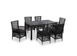 vidaXL 7-tlg. Garten-Essgruppe Poly Rattan Schwarz