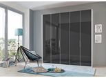 Kleiderschrank WIMEX "Level by fresh to go", weiß (weiß, grauglas), B:250cm H:236cm T:58cm, Schränke, Kleiderschrank Drehtürenschrank, Türen vollflächig mit farbigem Glas