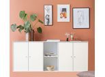 Sideboard HAMMEL FURNITURE "Mistral Kubus", weiß, B:169,8cm H:69cm T:32,5cm, Holzwerkstoff, Massivholz, Sideboards, Sideboard, mit vier Türen, Wandmontage/stehend, Breite: 169,8 cm