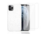 Hülle iPhone 11 Pro und 2 schutzfolien - Natürliches Material - Weiß