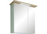 Spiegelschrank SAPHIR "Quickset 963 Badschrank, 2 Spiegeltüren, 2 Einlegeböden, 60 cm breit", braun (riviera eiche, salbei nachbildung), B:60cm H:72cm T:20,3cm, Holzwerkstoff, Schränke, Spiegelschrank, inkl. LED-Beleuchtung, Türdämpfer, Schalter-/Steckdosenkombination