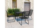 vidaXL 5-tlg. Garten-Essgruppe Poly Rattan und Glas