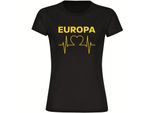 multifanshop Damen T-Shirt - Europa - Herzschlag - Druck gelb - Frauen