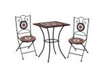 vidaXL 3-tlg. Bistro-Set Mosaik Keramik Terrakotta und Weiß