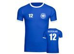 multifanshop Kontrast T-Shirt - Deutschland - Adler Retro Trikot 12 - Druck weiß - Männer