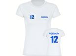 multifanshop Damen T-Shirt - Paderborn - Trikot Nummer 12 - Druck blau - Frauen