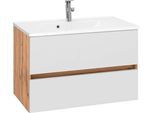 Waschtisch WELLTIME "Lucca", weiß (eichefarben, weiß, weiß, eichefarben), B:80cm H:56cm T:47cm, Waschtische, Waschtisch