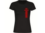 multifanshop Damen T-Shirt - Dänemark - Streifen - Druck rot - Frauen