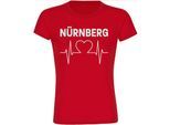 multifanshop Damen T-Shirt - Nürnberg - Herzschlag - Druck weiß - Frauen