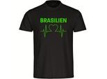 multifanshop Herren T-Shirt - Brasilien - Herzschlag - Druck gelb - Männer