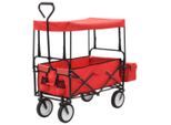 vidaXL Klappbarer Handwagen mit Sonnendach Stahl Rot