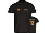 multifanshop Herren T-Shirt - Deutschland - Trikot Nummer 12 Gold - Druck gold metallic - Männer
