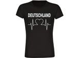 multifanshop Damen T-Shirt - Deutschland - Herzschlag - Druck weiß - Frauen