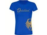 multifanshop Damen T-Shirt - Deutschland - Adler seitlich Gold - Druck gold metallic - Frauen