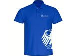 multifanshop Poloshirt - Deutschland - Adler seitlich - Druck weiß - Polo