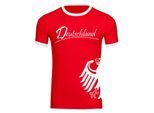 multifanshop Kontrast T-Shirt - Deutschland - Adler seitlich - Druck weiß - Männer
