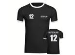 multifanshop Kontrast T-Shirt - Deutschland - Trikot Nummer 12 - Druck weiß - Männer