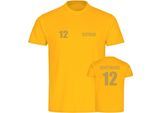 multifanshop Herren T-Shirt - Dortmund - Trikot Nummer 12 gold - Druck gold metallic - Männer