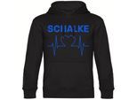 multifanshop Kapuzen Sweatshirt - Schalke - Herzschlag - Druck blau - Hoodie