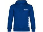 multifanshop Kapuzen Sweatshirt - Bielefeld - Brust & Seite - Druck weiß - Hoodie