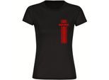 multifanshop Damen T-Shirt - Mainz - Streifen - Druck rot - Frauen