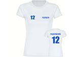 multifanshop Damen T-Shirt - Paderborn - Trikot Nummer 12 - Druck blau - Frauen