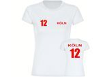 multifanshop Damen T-Shirt - Köln - Trikot Nummer 12 - Druck rot - Frauen