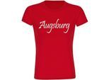 multifanshop Damen T-Shirt - Augsburg - Schriftzug - Druck weiß - Frauen
