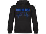 multifanshop Kapuzen Sweatshirt - Duisburg - Herzschlag - Druck blau - Hoodie