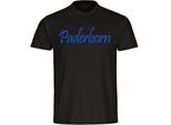 multifanshop Herren T-Shirt - Paderborn - Schriftzug - Druck blau - Männer